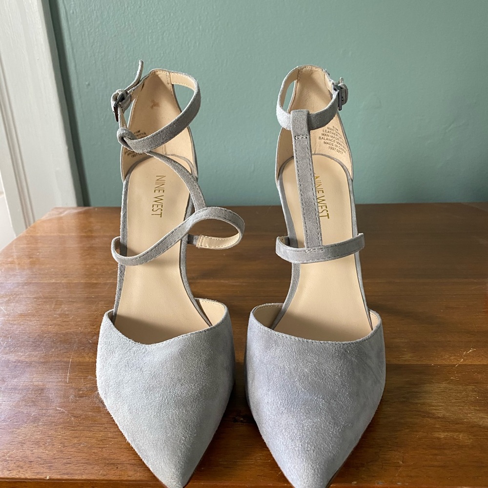 Nine West Dove Gray Suede Strappy Heel